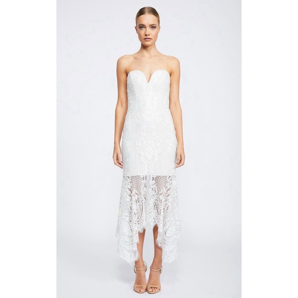 Shona Joy lace bustier Hand Kerchief midi ivory dress